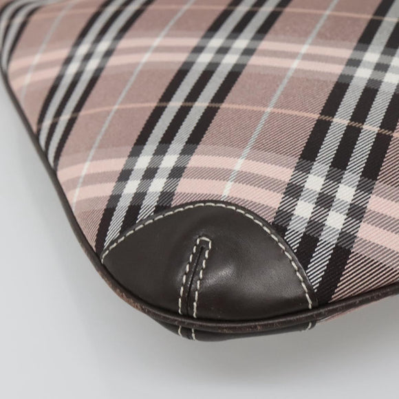 BURBERRY Nova Check Blue Label Shoulder Bag Canvas Pink Auth 123035