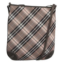BURBERRY Nova Check Blue Label Shoulder Bag Canvas Pink Auth 123035-1