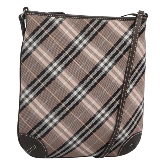 BURBERRY Nova Check Blue Label Shoulder Bag Canvas Pink Auth 123035
