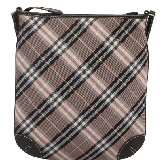 BURBERRY Nova Check Blue Label Shoulder Bag Canvas Pink Auth 123035