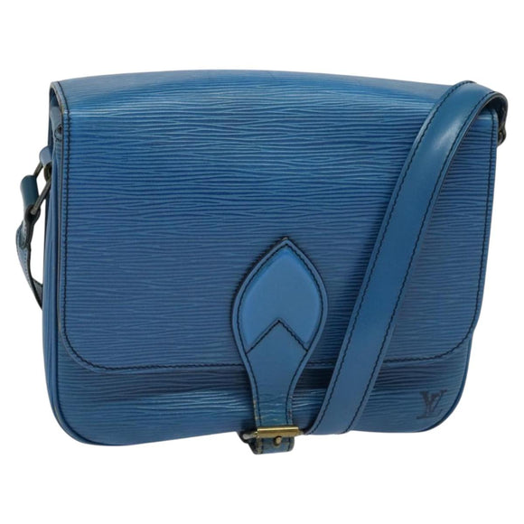 LOUIS VUITTON Epi Cartouchiere MM Shoulder Bag Blue M52245 LV Auth 123038