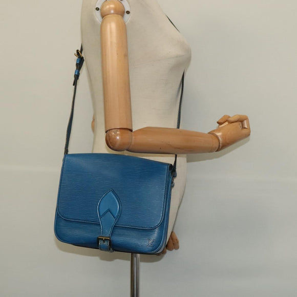 LOUIS VUITTON Epi Cartouchiere MM Shoulder Bag Blue M52245 LV Auth 123038