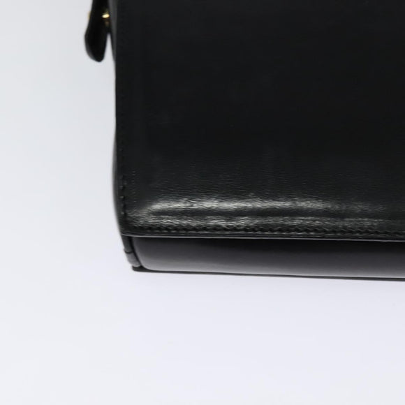 CELINE Shoulder Bag Leather Black Gold Auth 123041