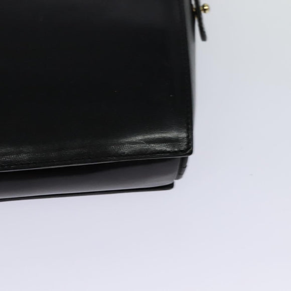 CELINE Shoulder Bag Leather Black Gold Auth 123041