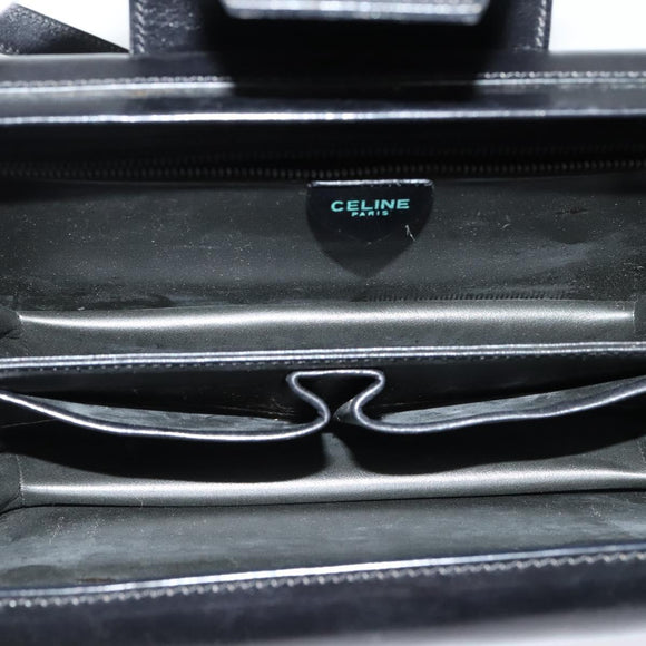 CELINE Shoulder Bag Leather Black Gold Auth 123041