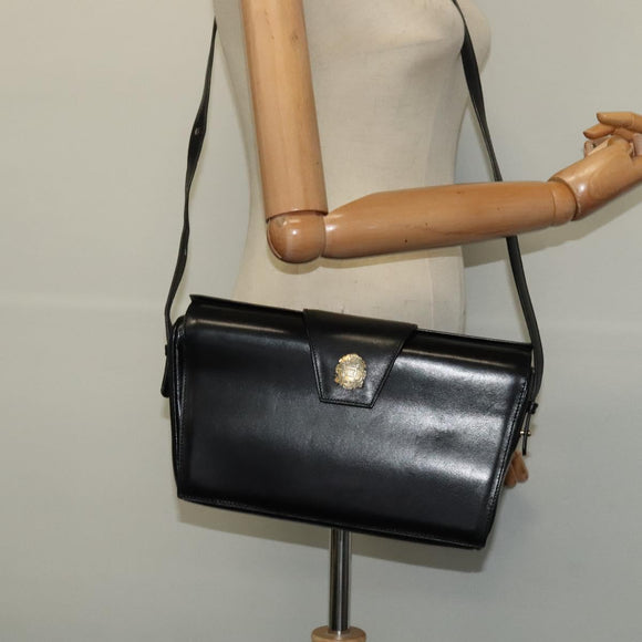 CELINE Shoulder Bag Leather Black Gold Auth 123041