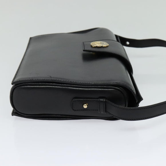 CELINE Shoulder Bag Leather Black Gold Auth 123041