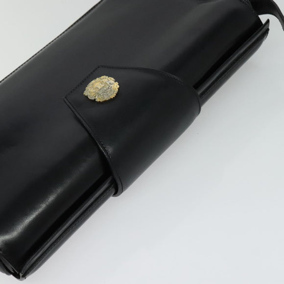 CELINE Shoulder Bag Leather Black Gold Auth 123041