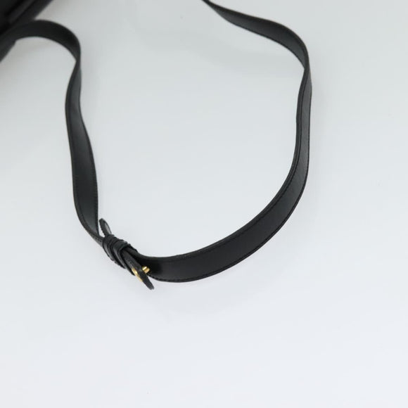 CELINE Shoulder Bag Leather Black Gold Auth 123041