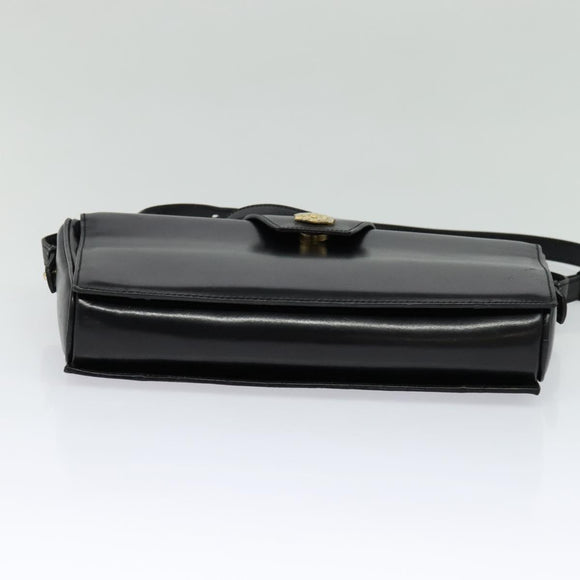 CELINE Shoulder Bag Leather Black Gold Auth 123041