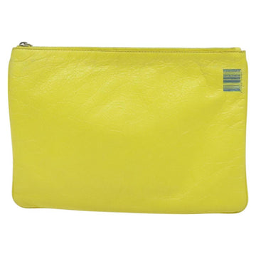 BALENCIAGA Supermarket Clutch Bag Leather Yellow Silver 506794 Auth 123043 - 0