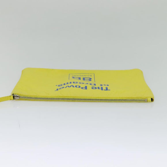BALENCIAGA Supermarket Clutch Bag Leather Yellow Silver 506794 Auth 123043