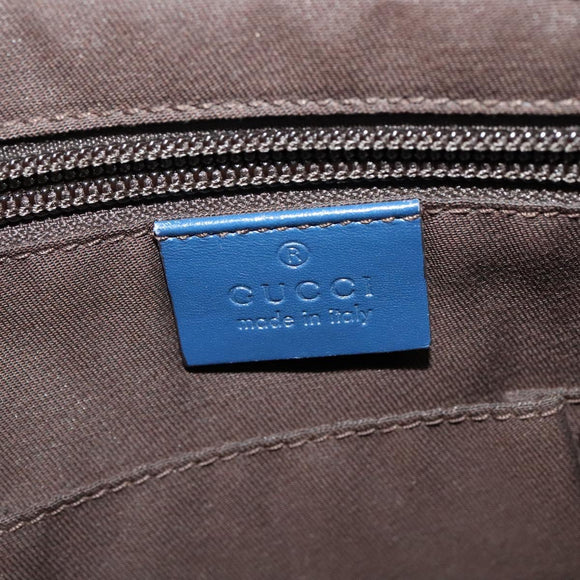 GUCCI Diamante Shoulder Bag Leather Blue Gold 201446 Auth 123045