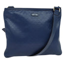 GUCCI Diamante Shoulder Bag Leather Blue Gold 201446 Auth 123045-1