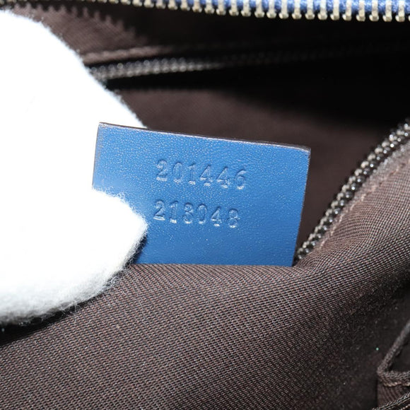 GUCCI Diamante Shoulder Bag Leather Blue Gold 201446 Auth 123045