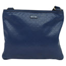 GUCCI Diamante Shoulder Bag Leather Blue Gold 201446 Auth 123045-13