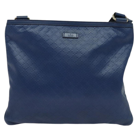 GUCCI Diamante Shoulder Bag Leather Blue Gold 201446 Auth 123045