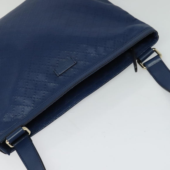 GUCCI Diamante Shoulder Bag Leather Blue Gold 201446 Auth 123045