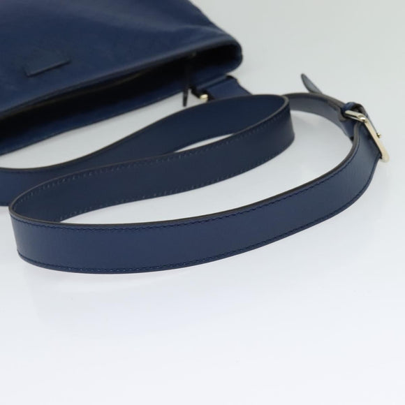 GUCCI Diamante Shoulder Bag Leather Blue Gold 201446 Auth 123045