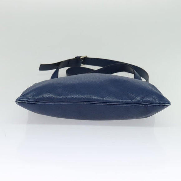 GUCCI Diamante Shoulder Bag Leather Blue Gold 201446 Auth 123045