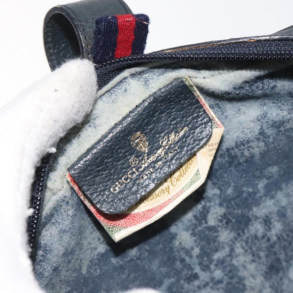 GUCCI GG Supreme Sherry Line Shoulder Bag PVC Navy Red 89 02 055 Auth 123046