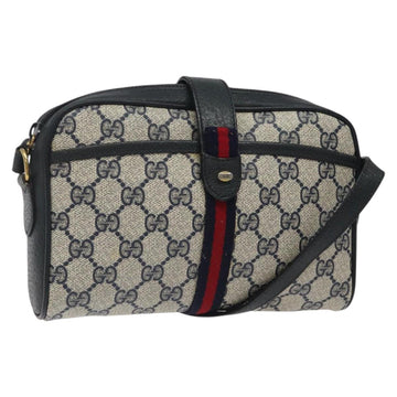 GUCCI GG Supreme Sherry Line Shoulder Bag PVC Navy Red 89 02 055 Auth 123046