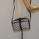 GUCCI GG Supreme Sherry Line Shoulder Bag PVC Navy Red 89 02 055 Auth 123046-22