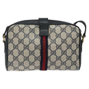 GUCCI GG Supreme Sherry Line Shoulder Bag PVC Navy Red 89 02 055 Auth 123046-2