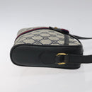 GUCCI GG Supreme Sherry Line Shoulder Bag PVC Navy Red 89 02 055 Auth 123046-3