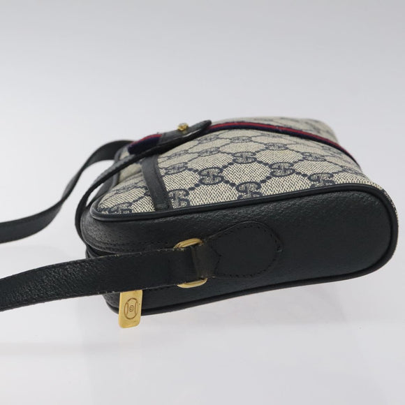 GUCCI GG Supreme Sherry Line Shoulder Bag PVC Navy Red 89 02 055 Auth 123046