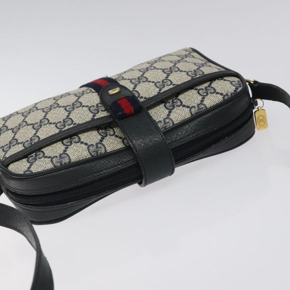 GUCCI GG Supreme Sherry Line Shoulder Bag PVC Navy Red 89 02 055 Auth 123046