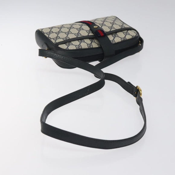 GUCCI GG Supreme Sherry Line Shoulder Bag PVC Navy Red 89 02 055 Auth 123046