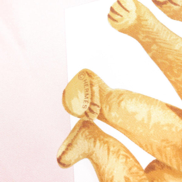 HERMES Carre 90 Scarf ""CONFIDENTS DES COEURS"" Silk Pink Auth 123049