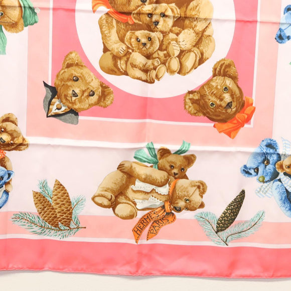 HERMES Carre 90 Scarf ""CONFIDENTS DES COEURS"" Silk Pink Auth 123049