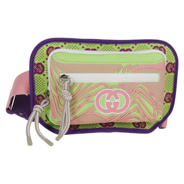 GUCCI Waist bag Nylon Silver Light green 752102 Auth 123064M
