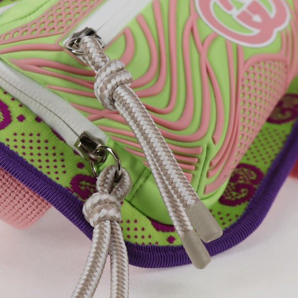 GUCCI Waist bag Nylon Silver Light green 752102 Auth 123064M