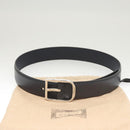 GUCCI Belt Leather Outlet 38.2"" Navy Silver 449716 Auth 123067-11