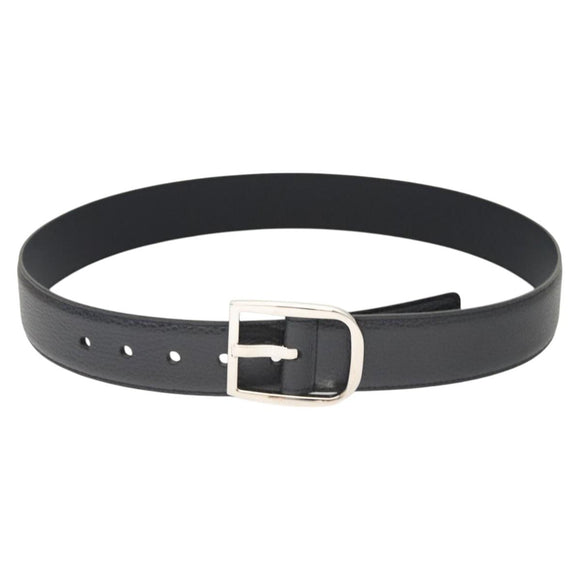GUCCI Belt Leather Outlet 38.2"" Navy Silver 449716 Auth 123067