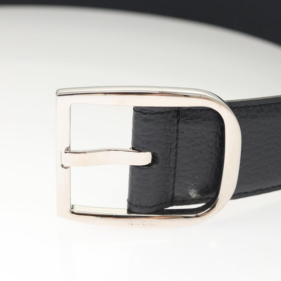 GUCCI Belt Leather Outlet 38.2"" Navy Silver 449716 Auth 123067