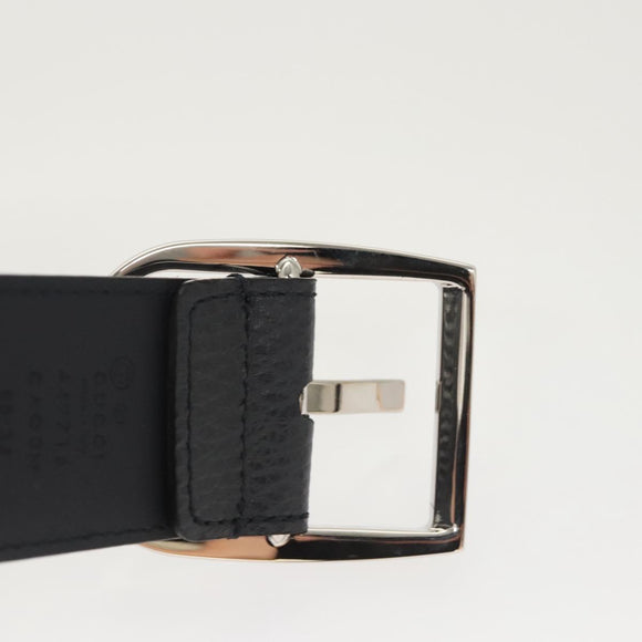GUCCI Belt Leather Outlet 38.2"" Navy Silver 449716 Auth 123067