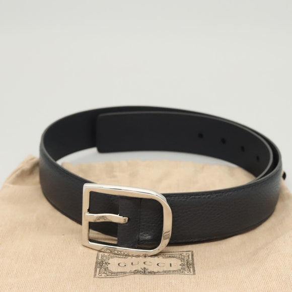 GUCCI Belt Leather Outlet 38.2"" Navy Silver 449716 Auth 123068