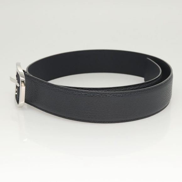 GUCCI Belt Leather Outlet 38.2"" Navy Silver 449716 Auth 123068