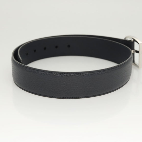 GUCCI Belt Leather Outlet 38.2"" Navy Silver 449716 Auth 123068