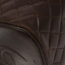 CHANEL Matelasse COCO Mark Vanity Pouch Lamb Skin Dark Brown CC Auth 123070-8