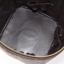 CHANEL Matelasse COCO Mark Vanity Pouch Lamb Skin Dark Brown CC Auth 123070-11