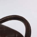 CHANEL Matelasse COCO Mark Vanity Pouch Lamb Skin Dark Brown CC Auth 123070-14