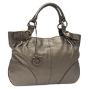 Salvatore Ferragamo Gancini Tote Bag Leather Silver Auth 123071-1