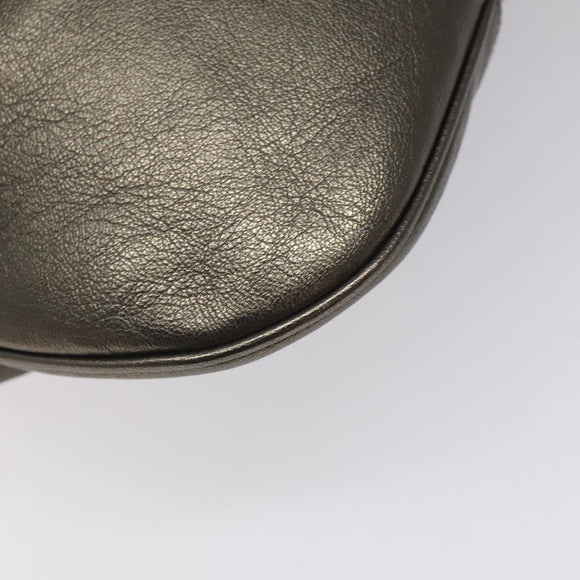 Salvatore Ferragamo Gancini Tote Bag Leather Silver Auth 123071