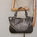 Salvatore Ferragamo Gancini Tote Bag Leather Silver Auth 123071-21