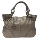 Salvatore Ferragamo Gancini Tote Bag Leather Silver Auth 123071-13